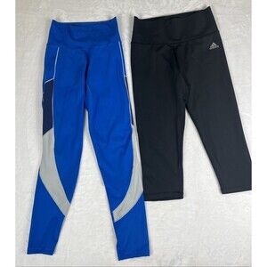 Lot of 2 Adidas Activewear Leggings Pant & Capri Blue Black Size Small